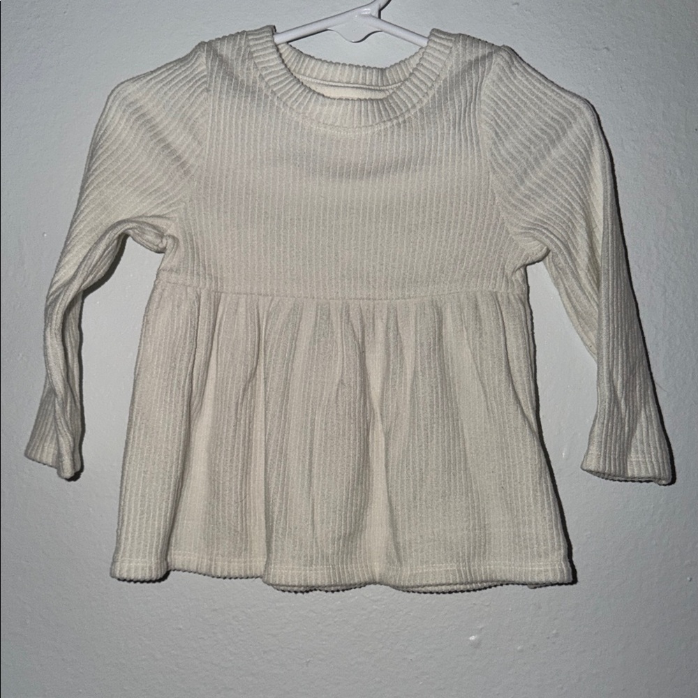 Carter's Cream Ribbed Long-Sleeve Peplum Top